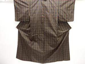 格子織り出し米沢紬着物アンサンブル